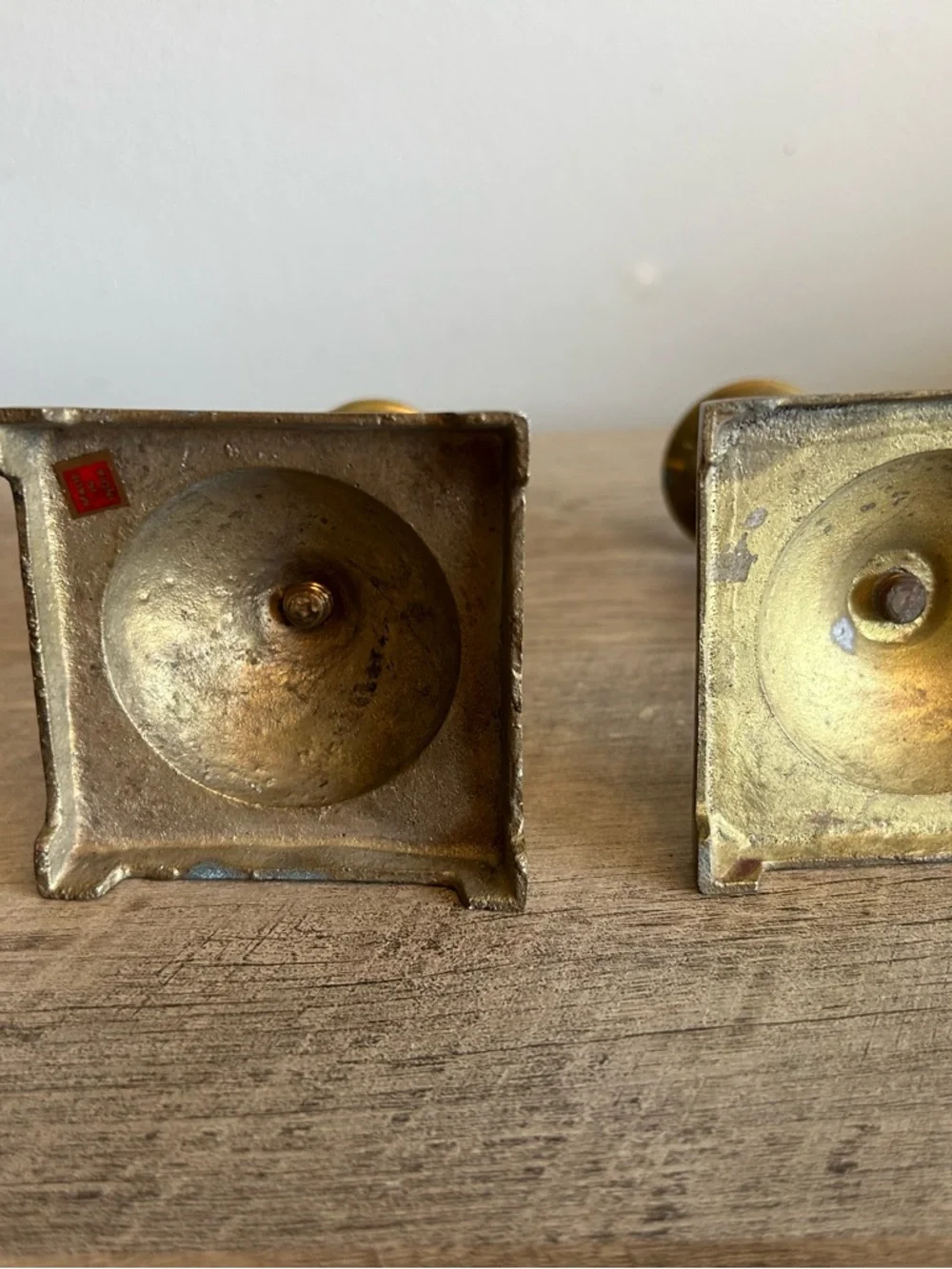 2 Vtg‎ Antique Colonial Style Brass  Taper Candlestick Candle Holder Patina